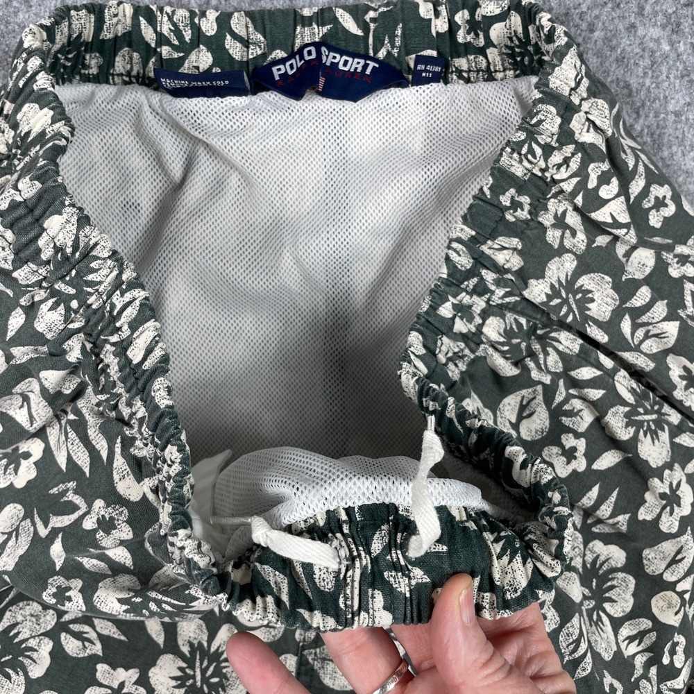 Vintage Polo Sport Swim Trunks Mens XL Green Floral Hibiscus Mesh Lined Shorts - Picture 4 of 12